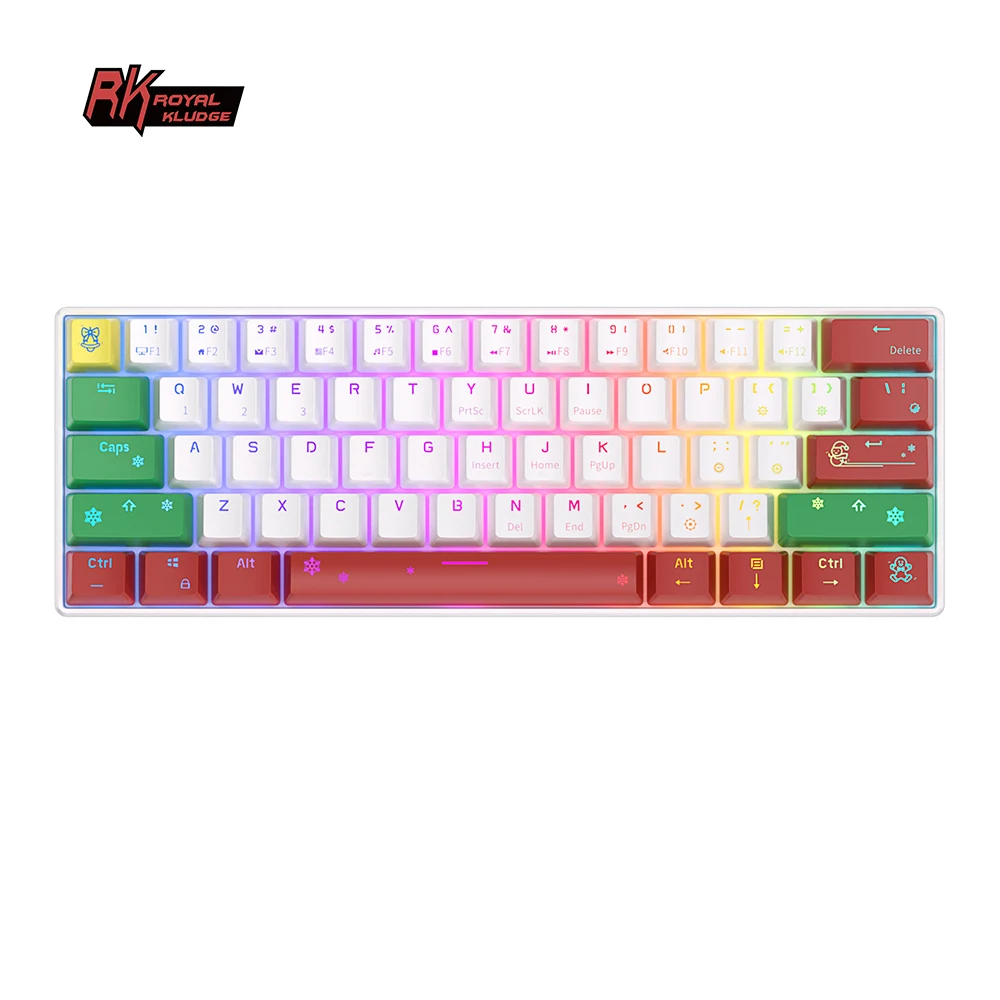 Royal Kludge RK61 2.4G Wireless Bluetooth Mechanical Keyboard Tri-Mode RGB Backlit Gaming Keyboards Hot-Swappable Christmas Gift