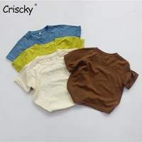 criscky summer kids t shirt fashion solid girls tees short sleeve cotton boys tops korean casual children clothes for 1 6y