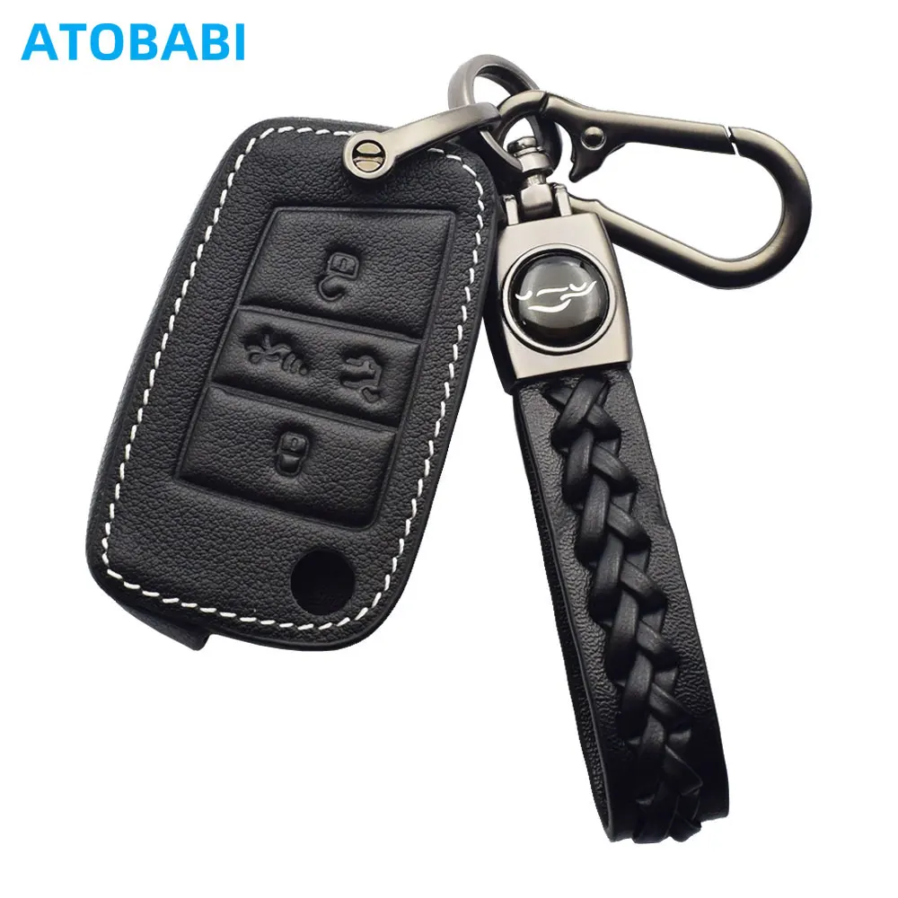Кожаный чехол для автомобильного ключа для VW Volkswagen Golf MK7 2018 2019 2020 Jetta Atlas GTI Tiguan, флип-чехол с дистанционным управлением, автоаксессуар