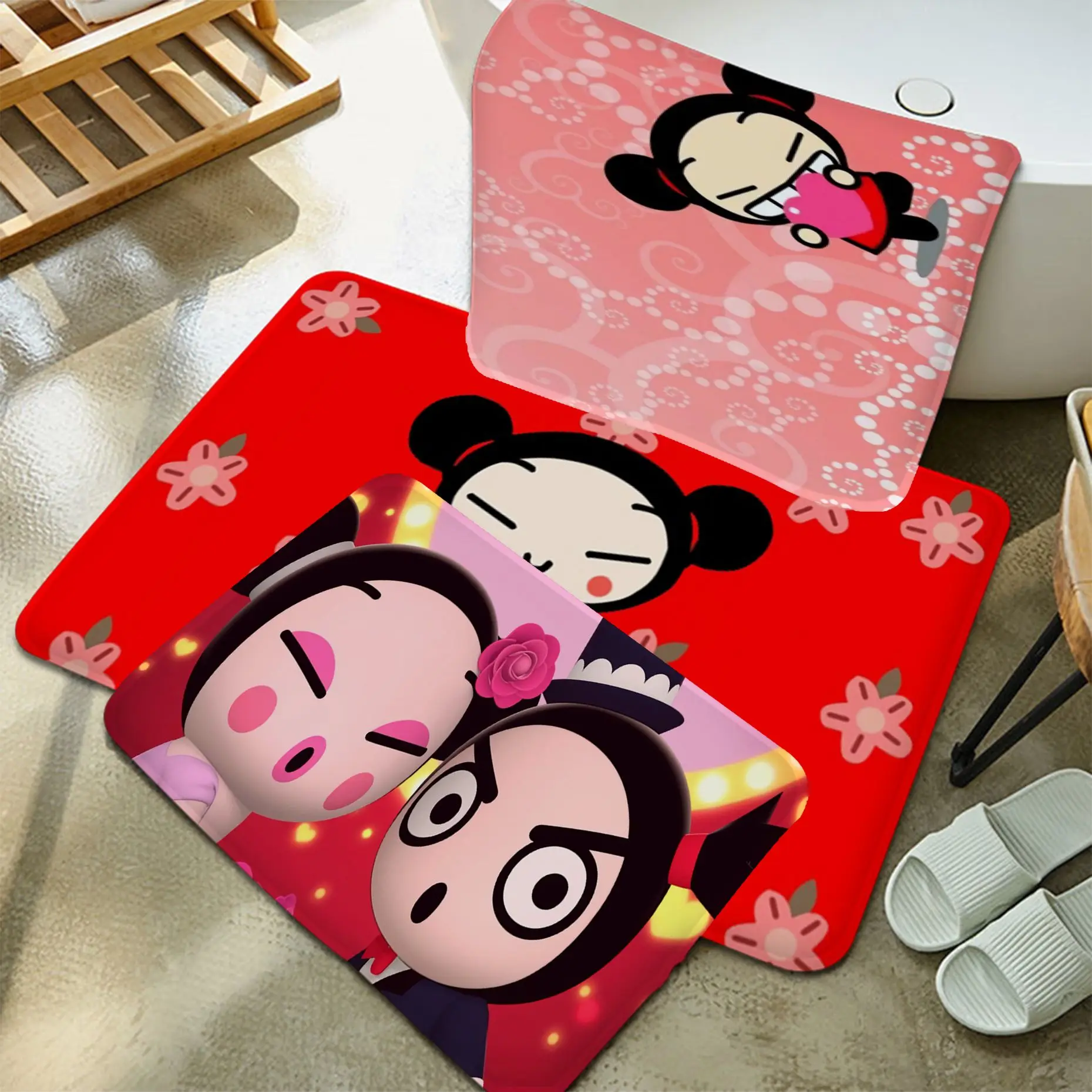 

Cute Cartoon Pucca Garu Room Mats Anti-slip Absorb Water Long Strip Cushion Bedroon Mat Modern Home Decor