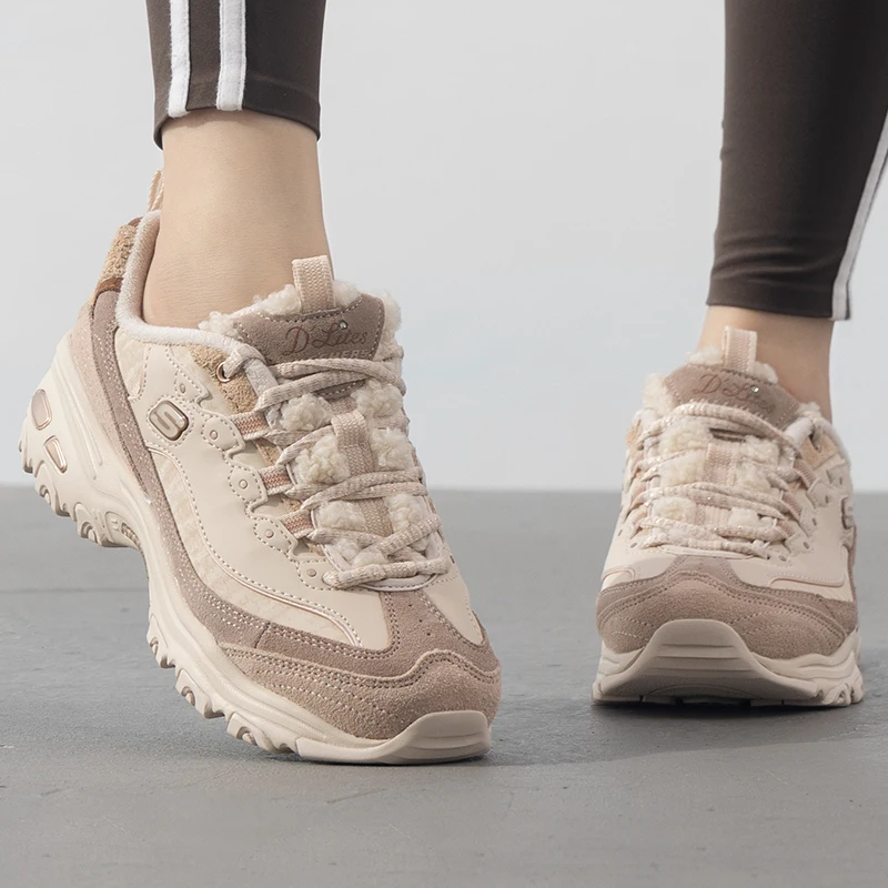 Skedge Official Website Women's Shoes Autumn and Winter New Fleece-lined Warm Sneaker Dad Casual Thick Bottom D'L...