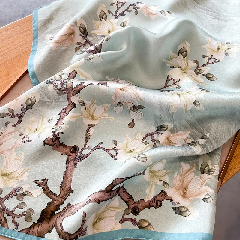 Новинка 2024 100% натуральный шелковый шарф модный женский маленький платок на шею