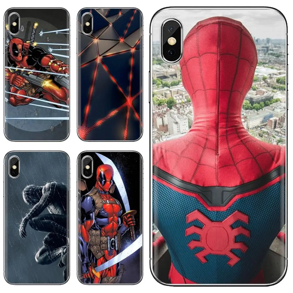 

For iPhone 10 11 12 13 Mini Pro 4S 5S SE 5C 6 6S 7 8 X XR XS Plus Max 2020 Spider Man Deadpool Spider-Man Marve Soft Case Covers