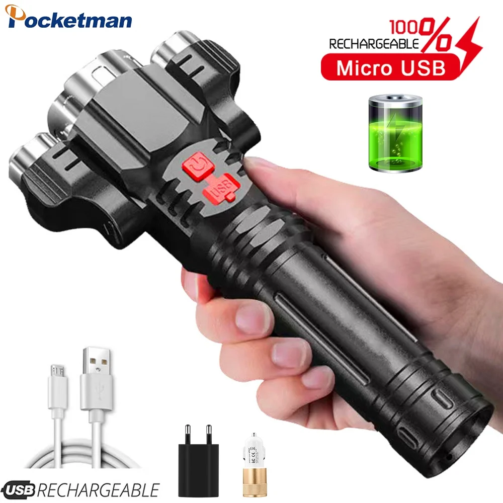 

Многофункциональный 3-светодиодный фонарик POCKETMAN, уличный портативный велосипедный мини-фонарь с USB-зарядкой для экстренных ситуаций, кемпи...