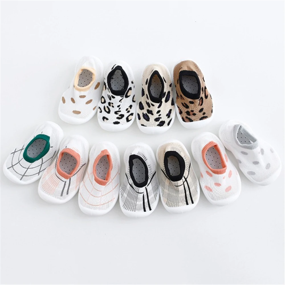 

Baby Cartoon Anti-skid Floor Socks Spring and Autumn Leopard Print Children Rubber Sole Shoes Baby Toddler Fashion Sock Shoes