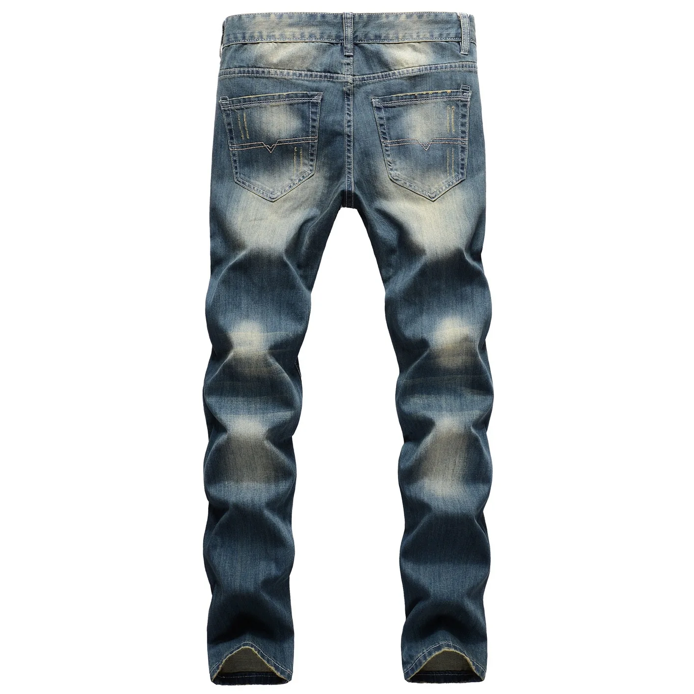 Everyday Casual Fashion Jeans Small Straight Leg Slim Cut Cat Beard Decorative Denim Pants Quality Material Youth Pantalon homme