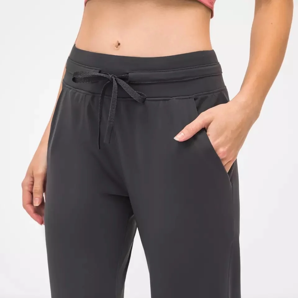 Женские Спортивные укороченные штаны для бега на талии с завязками фитнеса йоги