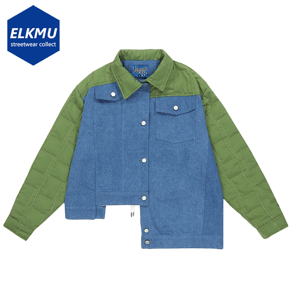 

Irregular Splicing Winter Denim Jackets Thicken Warm Coats Men Hip Hop Streetwear Padded Jackets