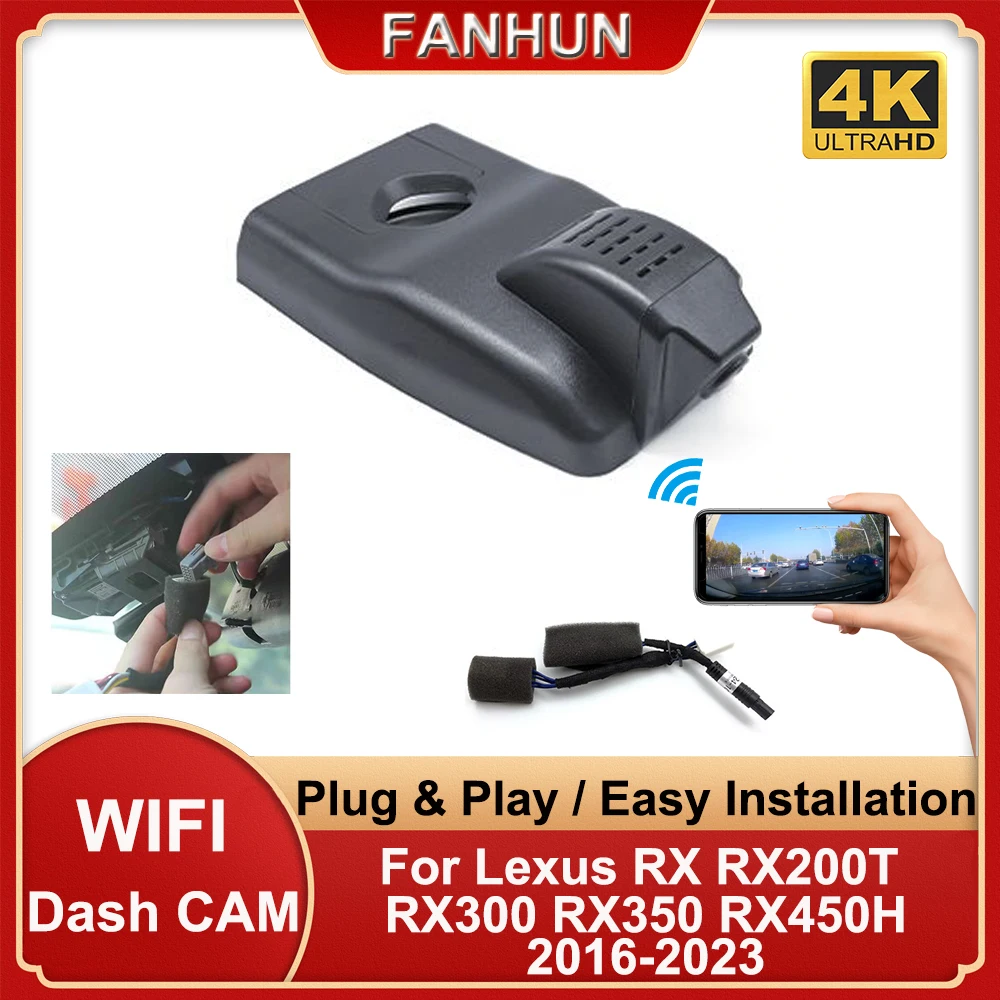 

Скрытый Автомобильный видеорегистратор 4K 2160P с Wi-Fi, видеорегистратор для Lexus RX RX200T RX300 RX350 RX450H 2016 2017 2018-2023