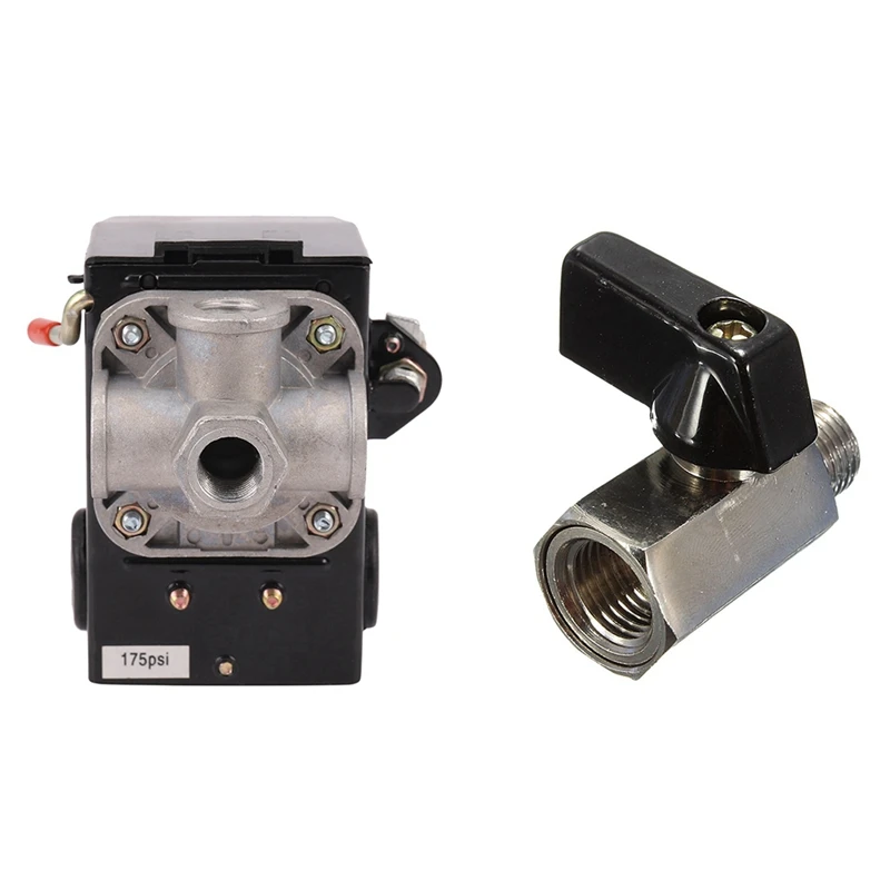 

1 Pcs Pressure Switch Control Air Compressor & 1 Pcs 1/4Inch Bsp Ball Valve