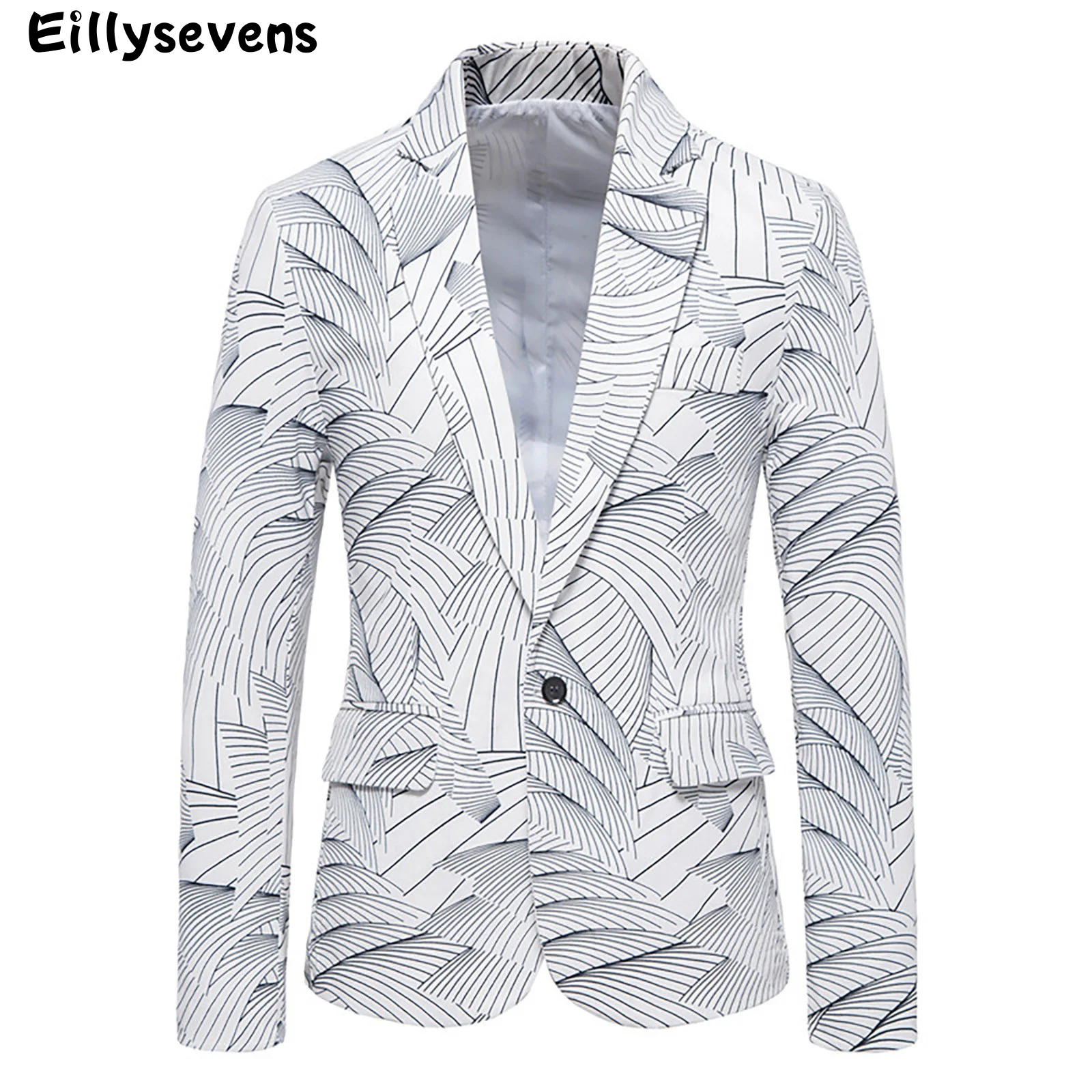 

Men Printing Suit Jacket Dress Party Prom Wedding Long Sleeve Men's Jackets Turndown Collar Slim Fit Male Blazer Ropa Hombre