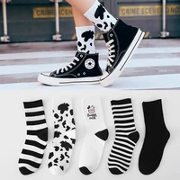new arrivals cow printed sock lovely harajuku japanese style cotton women socks striped solid breathable casual cartoon socks