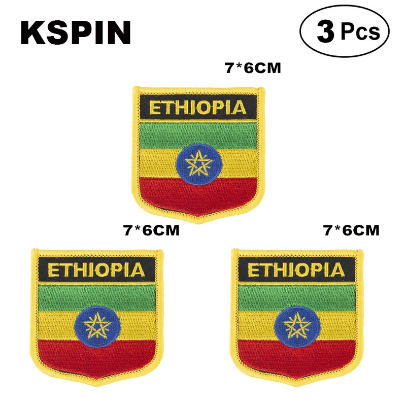 

Ethiopia Shiled Shape flag patches national flag patches for Cothing DIY Decoration
