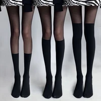 girls cute lolita gothic tight knee stockings high elasticity pantyhose splicing tights women sexy fishnets stockings ropa mujer