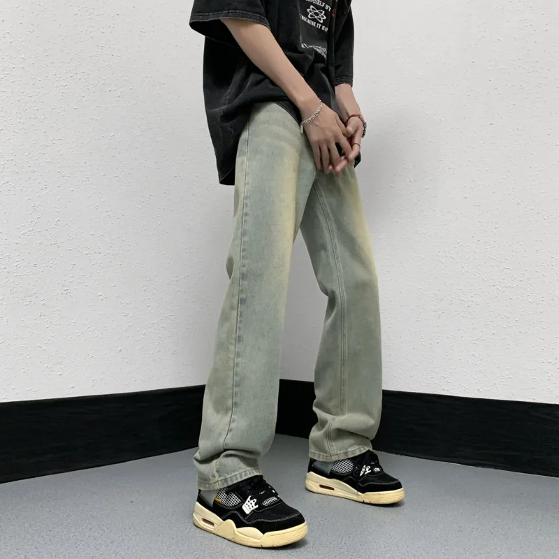 Summer Jeans Men Slim Fit Fashion 4-color Retro Straight Jeans Men Japanese Streetwear Hip Hop Denim Pants Mens Trousers M-3XL