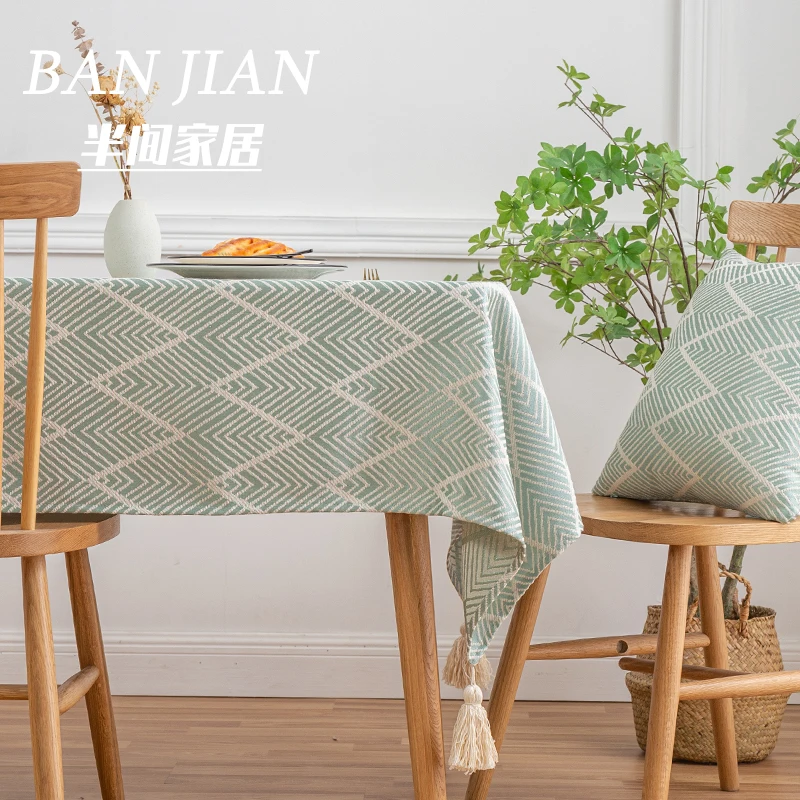 

Japanese tablecloth striped cotton linen fabric rectangular tablecloth