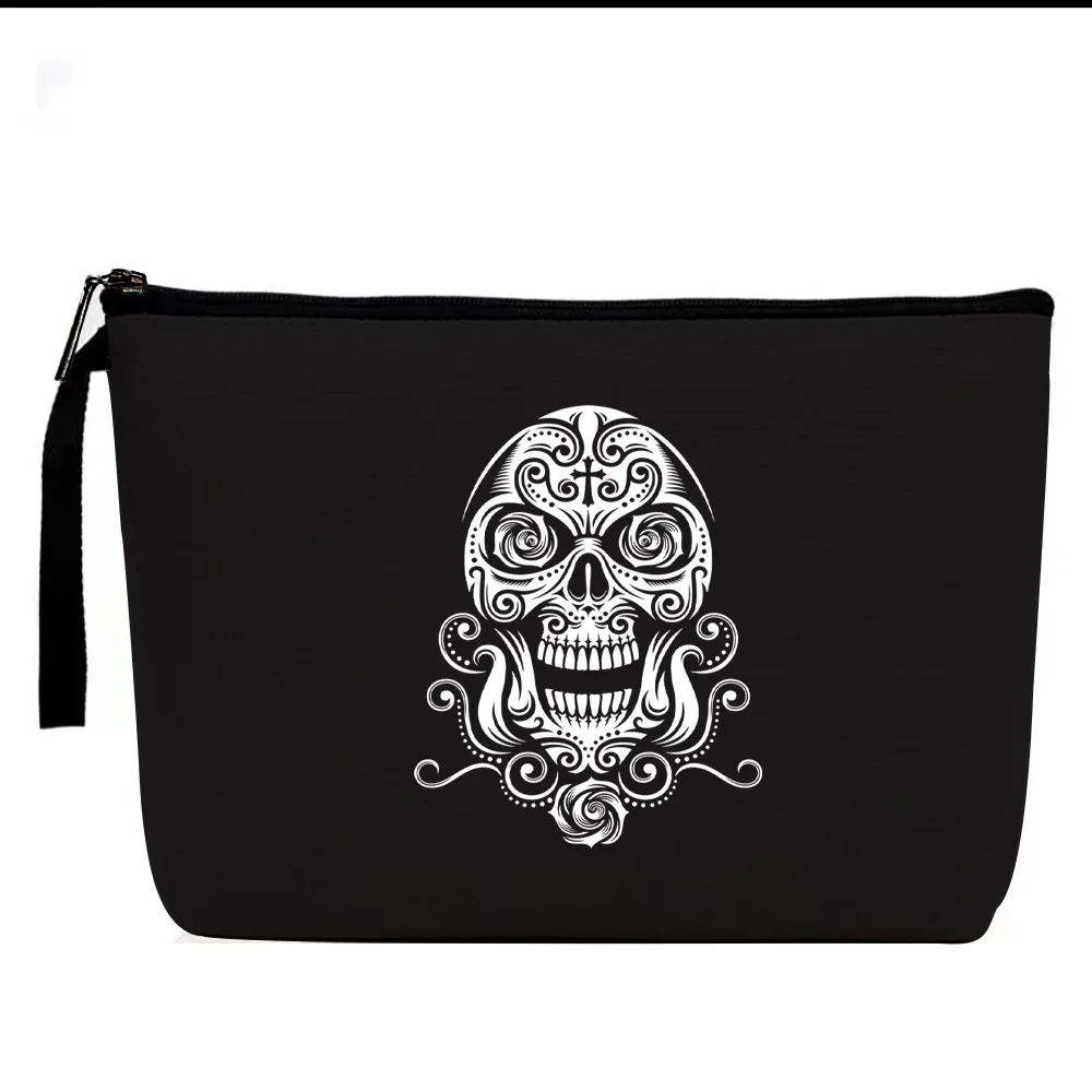 

Women's Cosmetic Makeup Bags Female Toiletries Organizer Skull Print School Pencil Cases Carrying Bag for Coin Purse Handbag