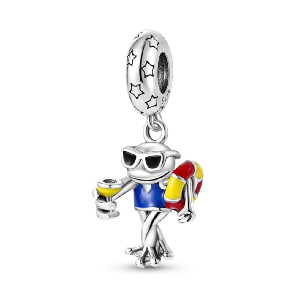 

Многоцветная подвеска в виде лягушки, спасательный круг, украшенная бисером, подходят для Pandora, оригинальный женский браслет «сделай сам», ювелирный подарок