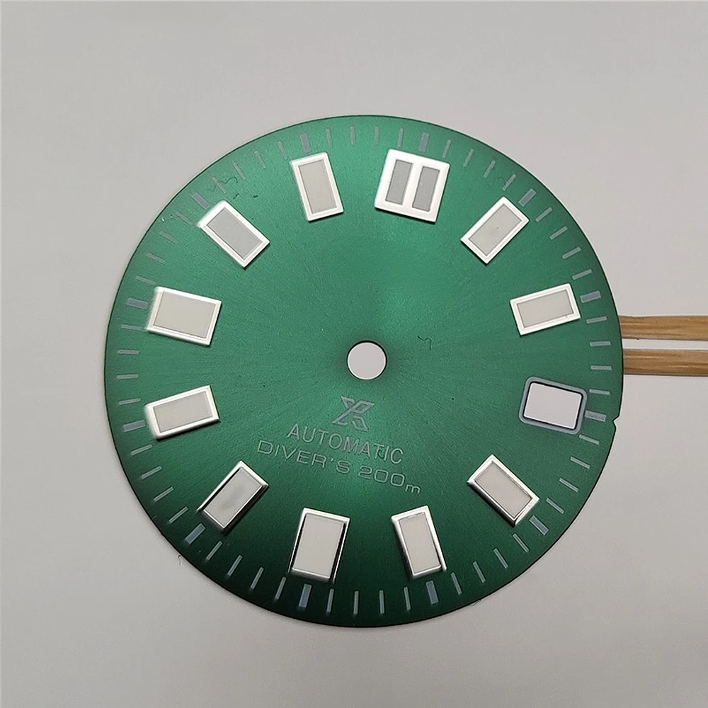 S 28.5mm Watch Dial Refitted Diving Machine Dial Green Luminous Suitable for Assembling Japan NH35 NH36 Automatic Movement