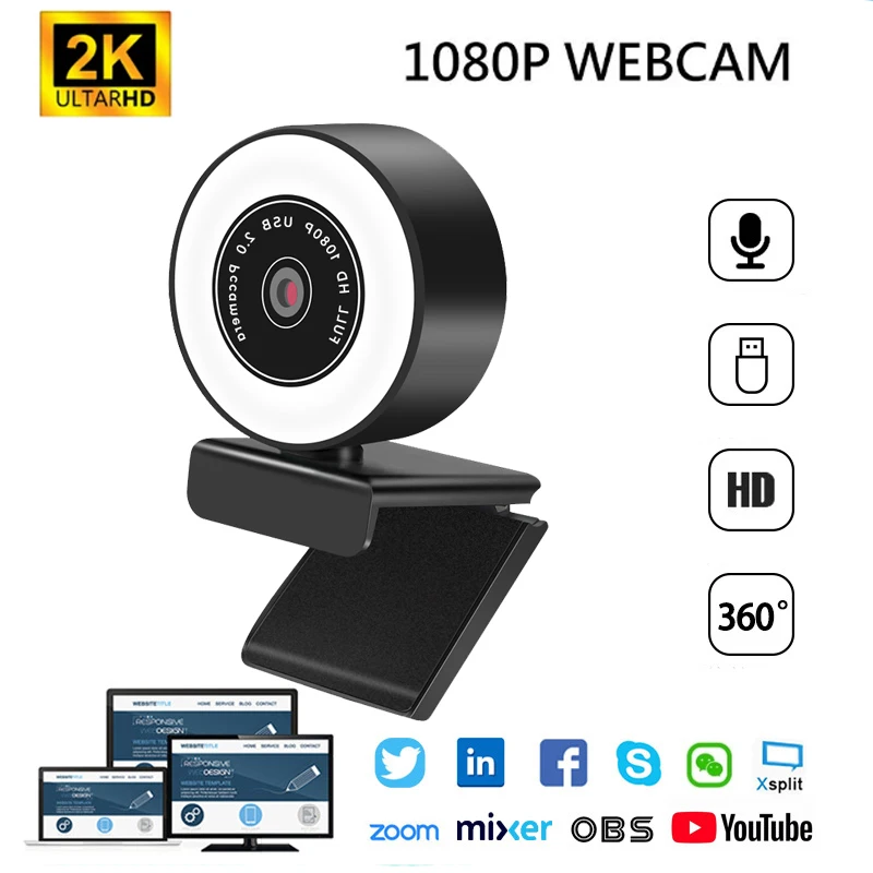 

Веб-камера 2K, 1080P, с микрофоном, USB