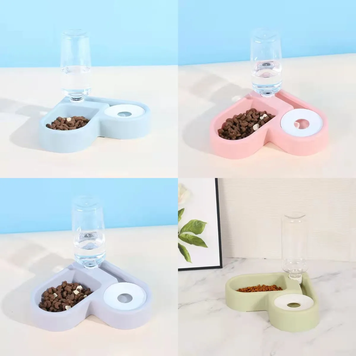 

500ml Bowl of Cat Dog Pet Supplies Double Bowls of Automatic Drinking Water Food Bowl Rice Feeders Products