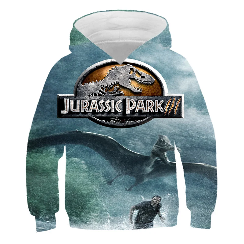 

Повседневные модные толстовки с капюшоном с длинными рукавами «Мир Юрского периода», Детские весенне-осенние толстовки с круглым вырезом, ...