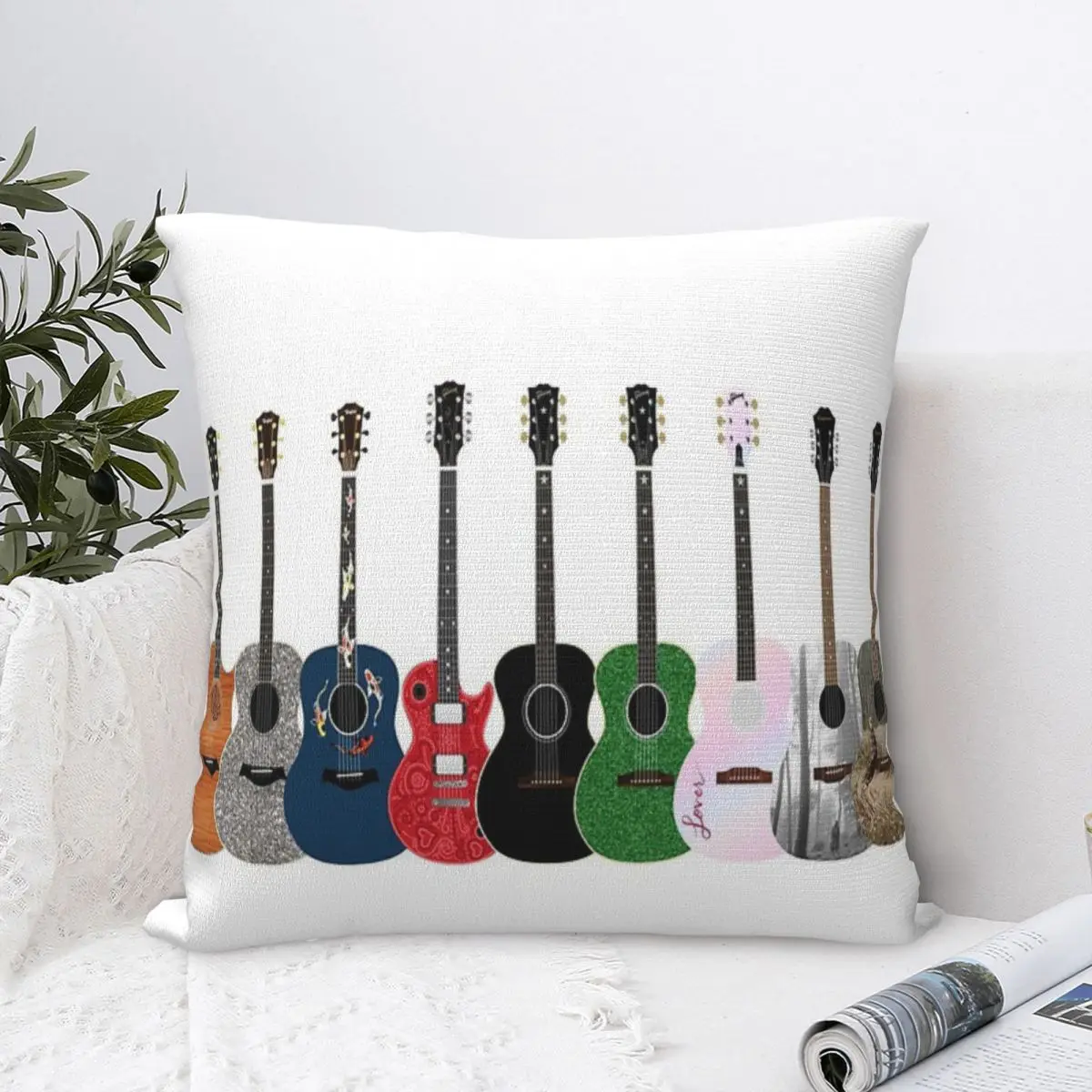 

Taylor Eras Swift Guitars Square Pillowcase Decorative Throw Pillowcase For Sofa Bedroom Car Home