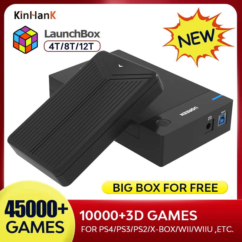 Launchbox Game Hard Drive Disk Plug&Play Built-in 45000+Games For Sega Saturn/PSP/PS1/PS2/PS3/WIIU/WII/N64 For  WIN7/WIN8/WIN10