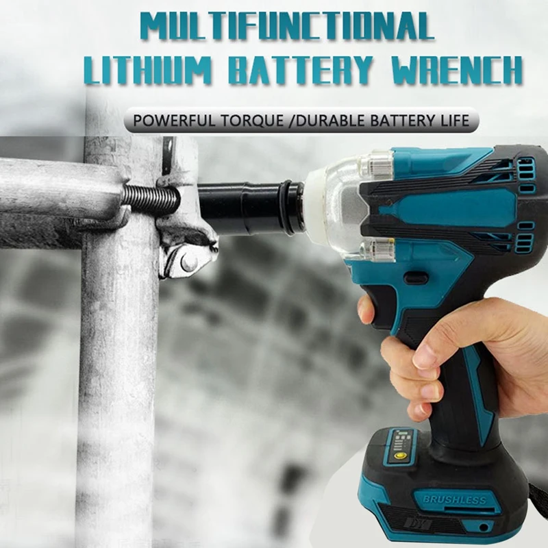 Electric Impact Wrench Brushless Cordless 1/2 Inch For Makita 18V Battery Screwdriver Power Tools