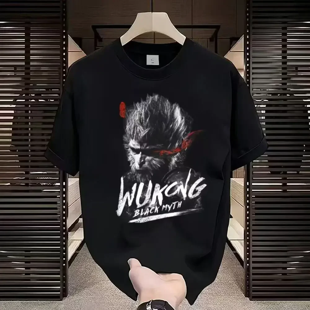 Новая мужская футболка Black Myth Wukong хлопковая Qitian Dasheng