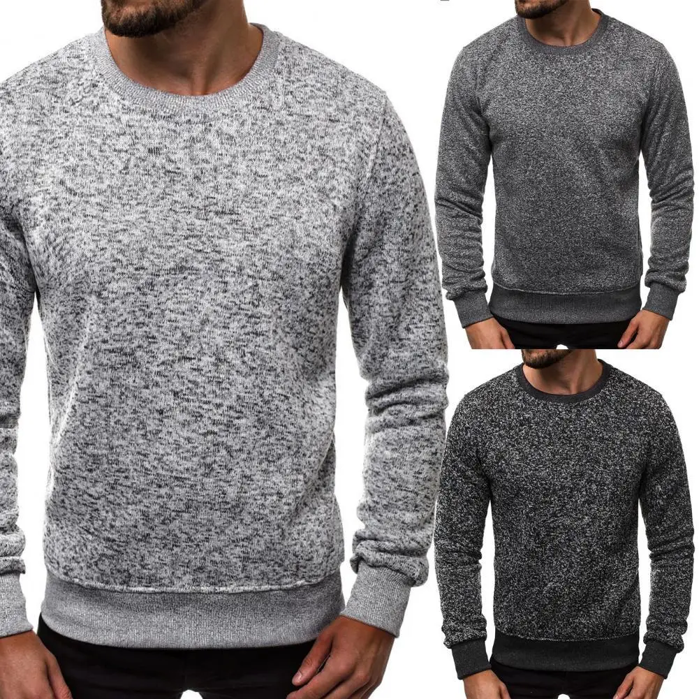 

Men Sweater Solid Color Knitted Autumn Winter Warm Pure Color Sweater Pullover for Daily Wear