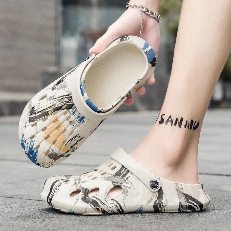 

Casual Men Summer Shoes Sandals Slippers Man Graden Shoes Clogs Sandals Outdoor Fashion Print Beach Slippers Flip-flop