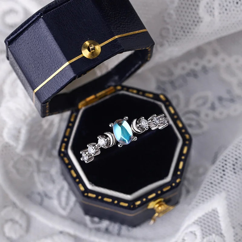 Винтажное кольцо RYJU с лунным камнем женское в виде тройной Луны минималистичное