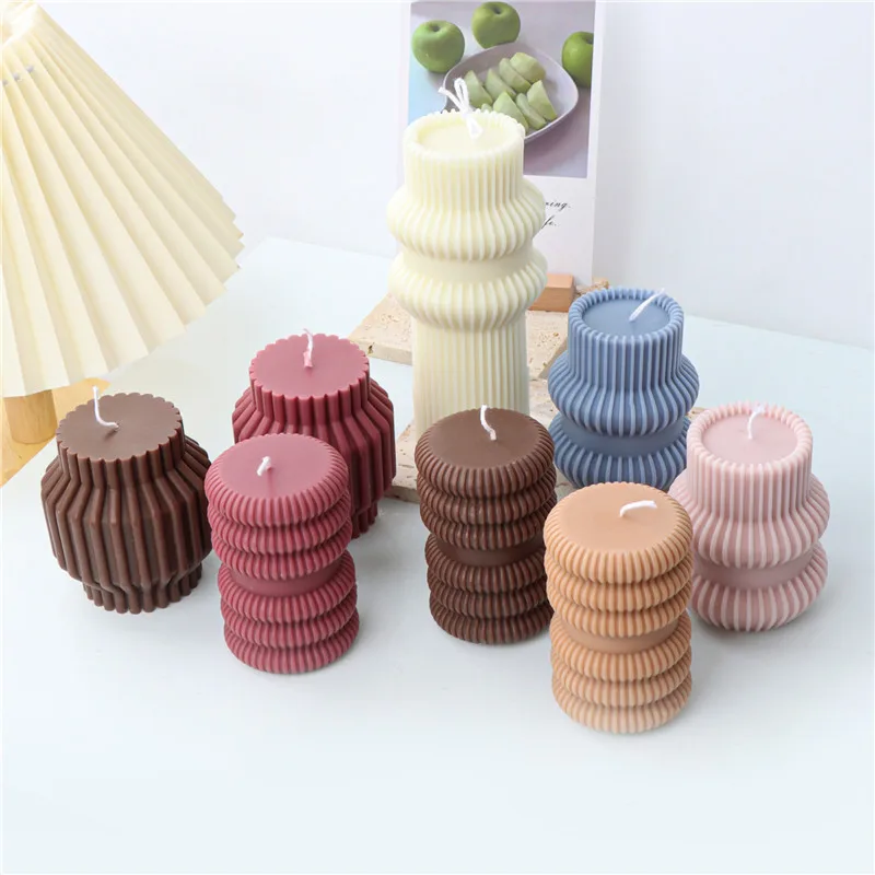 

DIY Striped Silicone Candles Molds Plaster Resin Aromatherapy Home Decor Handmade Roman Column Wedding Gift Soap Making Moulds