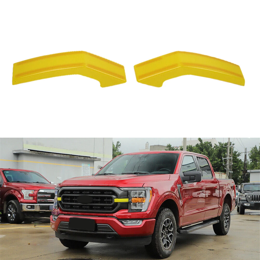 

2pcs Car External Yellow ABS Front Center Grille Grill Insert Cover Trim For Ford F150 2021-2023 Protect Cover Equippments