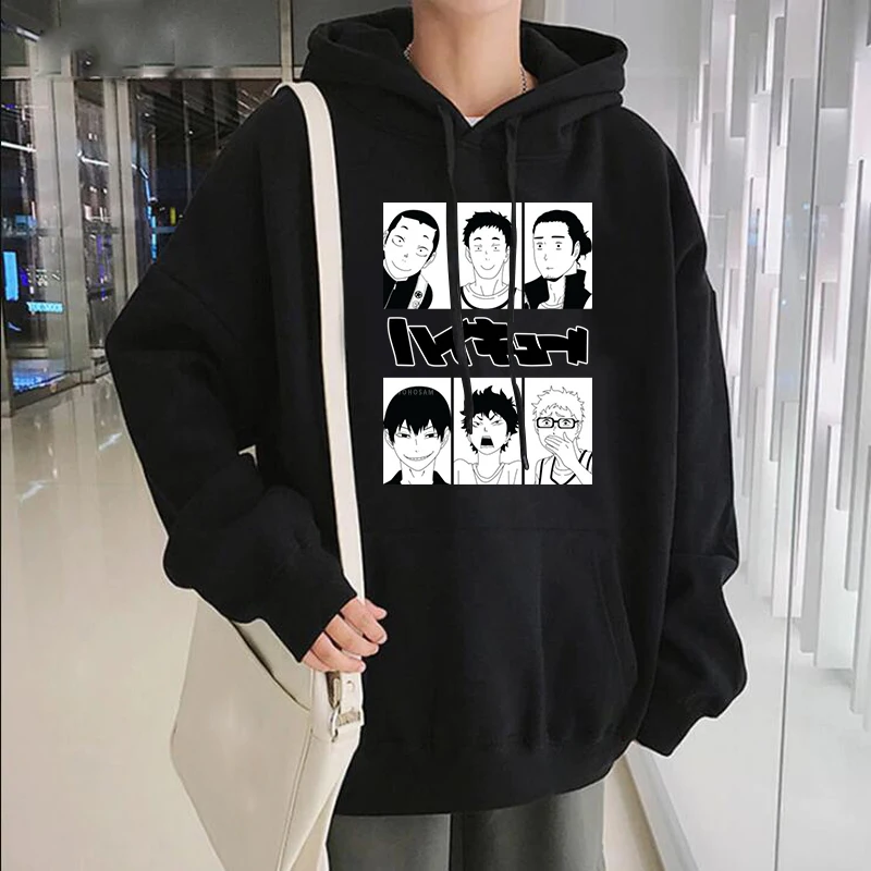 

Japan Anime Haikyuu Karasuno Volleyball Club Manga Printed Hooded Sweatshirts Funny Cartoon Graphic Women Winter Harajuku Hoodie
