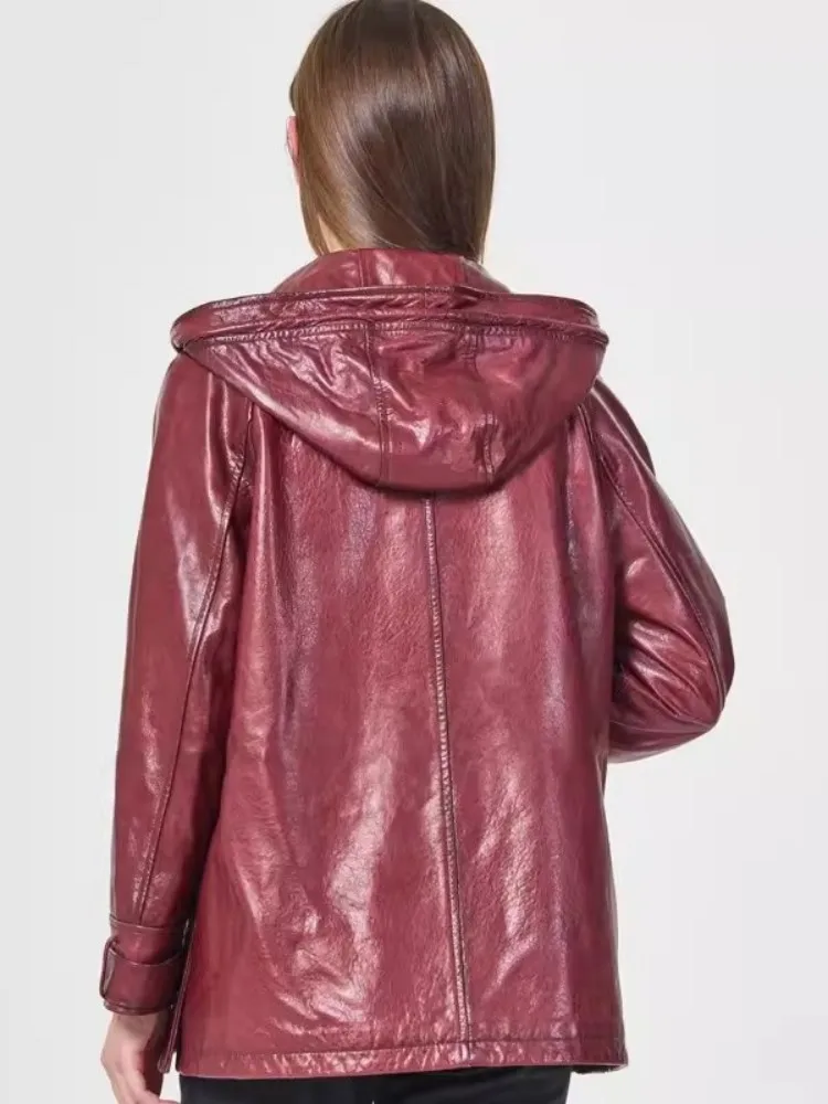 Женская куртка из натуральной кожи на молнии Свободная Повседневная ветровка с