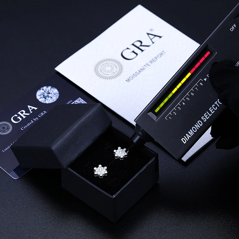 Серьги-гвоздики в виде цветка декор под драгоценный камень цвет серебро стиле