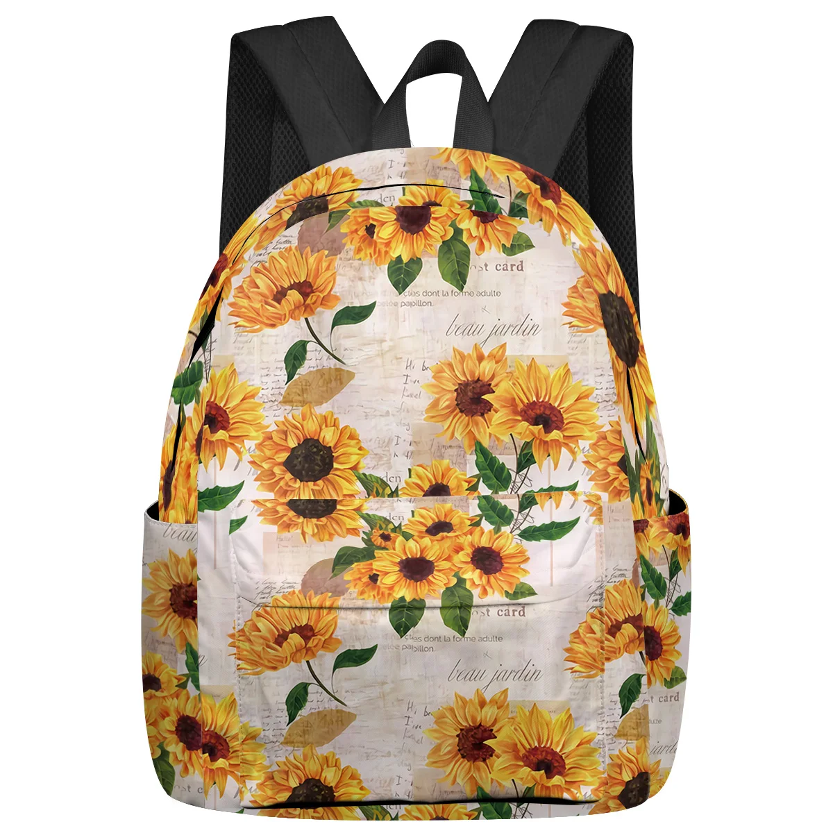 

Sunflower Old Newspaper Background Backpacks Teenagers Student School Bags Laptop Backpack Men Women Female Travel Mochila
