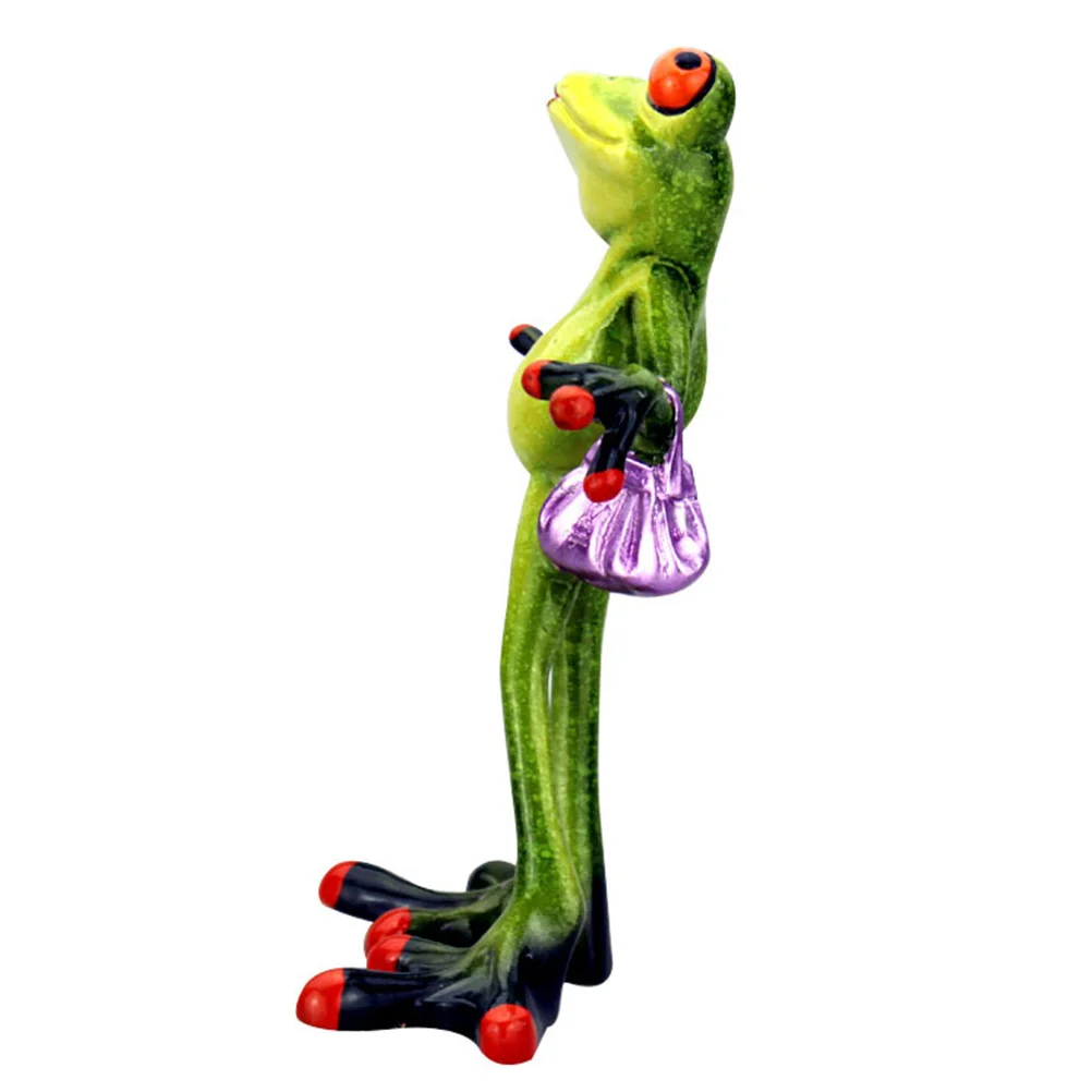 

Frog Figurines Mini Decor Animal Bathroom Statue Garden Ornament Statues Resin Patio Bathtub Miniature Kitschy Sculpture Green