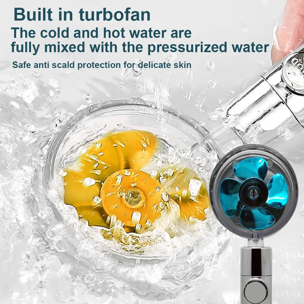 

Hot Shower Head Water Saving Flow 360 Degrees Rotating With Small Fan ABS Rain High Pressure Spray Nozzle Bathroom Accessories