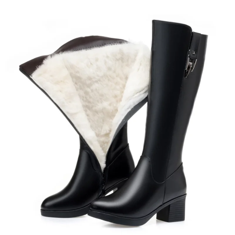 

CICIYANG Winter Women Long Boots Genuine Leather Natural Wool Warm High Boots Women Fashion Large Size Women Riding Boots