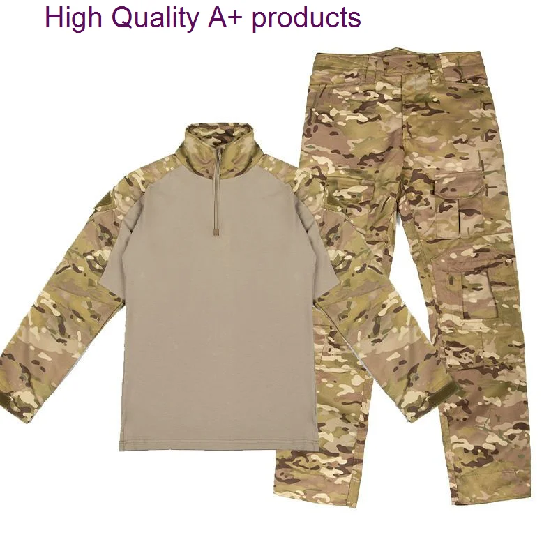 

Spring Autumn Cotton Men Long Sleeve T-shirts and Full Length Pants Men's Sets Camouflage Outdoor Sports Military Training