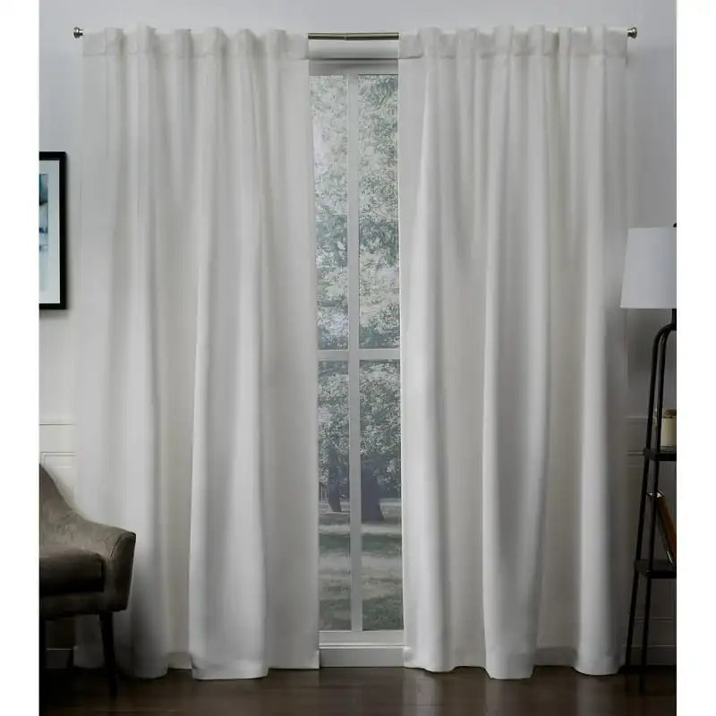 

Sateen Twill Woven Room Darkening Blackout Hidden Tab Curtain Panel Pair, 52x96, Vanilla Outdoor curtain Curtain blackout Cortin