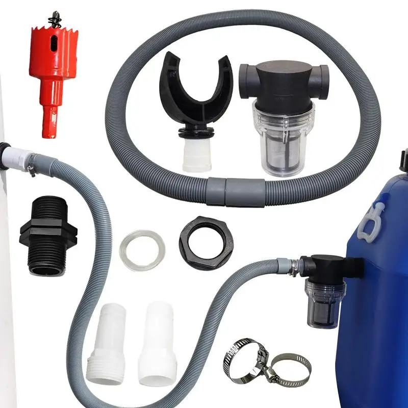 

Rain Barrel Connector Kit Roof Rainwater Collector Rain Barrel Diverter With Filter Water Collection Rubber Hose Connection