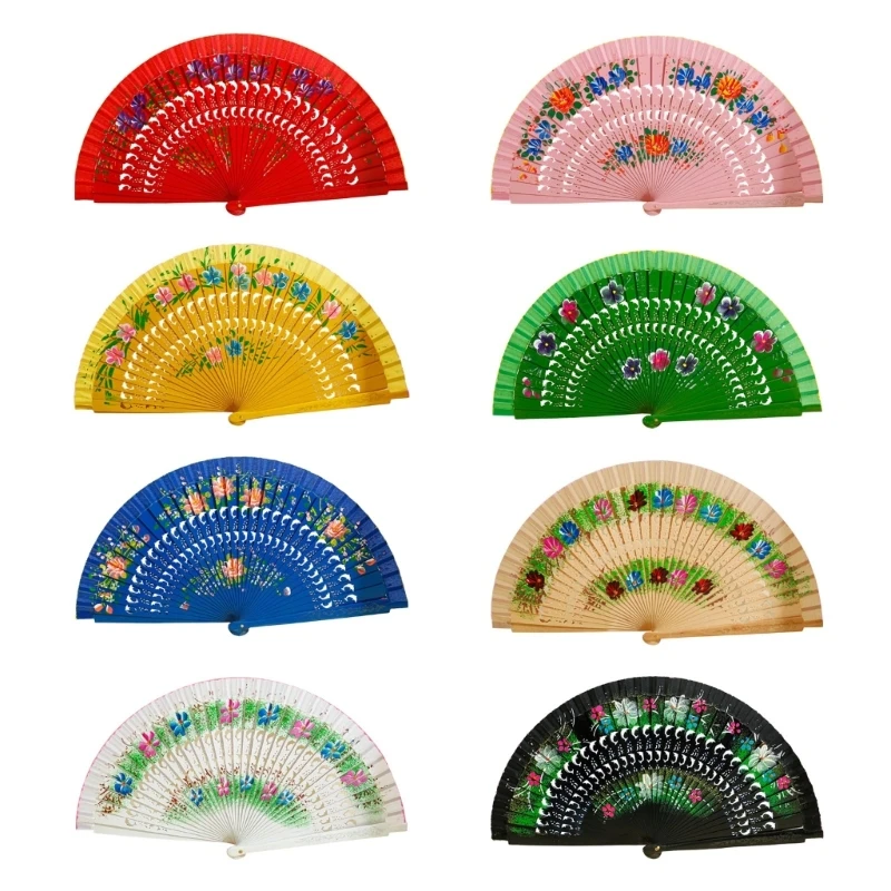 

Folding Fan Wooden Spanish Fan For Dancing Printing Hand Folding Fan Home Decor