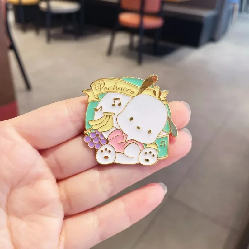 Kawaii Sanrio Kuromi брошь Hello Kitty эмалированный значок на лацкане булавки для рюкзака