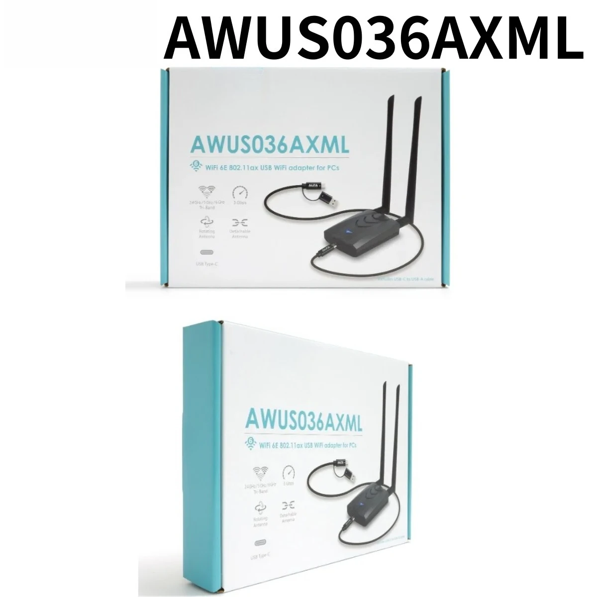 Фото Трехдиапазонная беспроводная карта Wi-Fi 6e, адаптер Wi-Fi, поддерживающий системы Windows/Kali Linux, Alfa Awus036axml №3