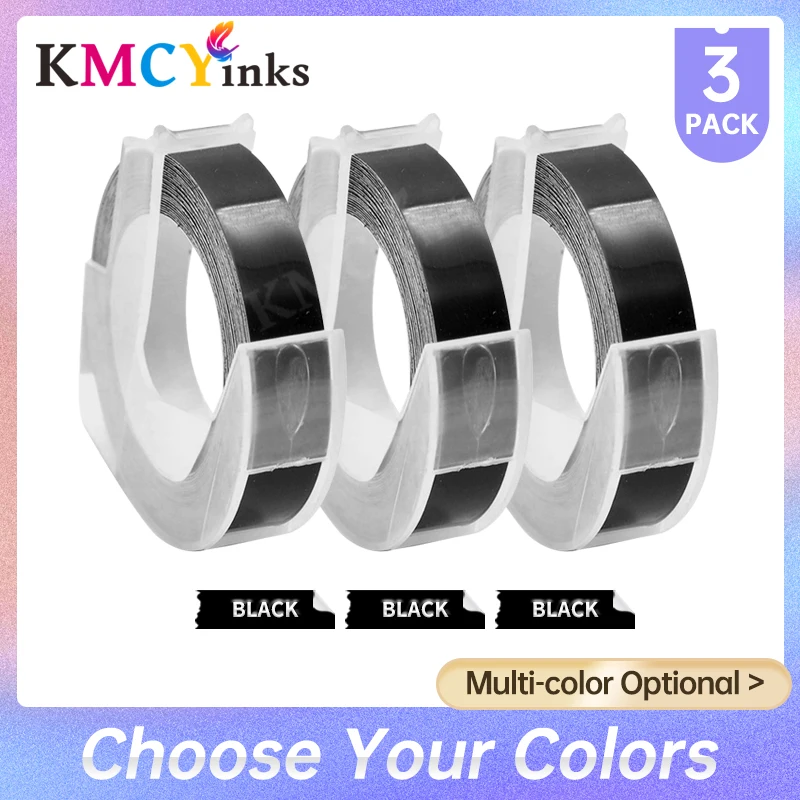 KMCYinks 3PK 9 мм 3D черная лента для тиснения этикеток Motex E101 Dymo E-101