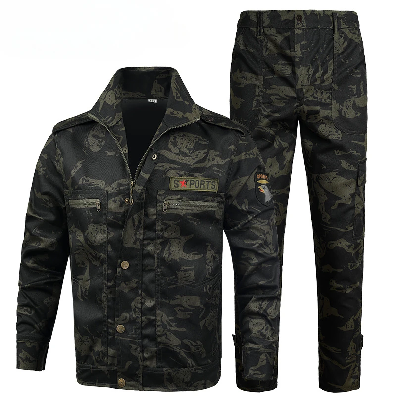 Весенний камуфляжный тактический комплект с воротником-стойкой износостойкий